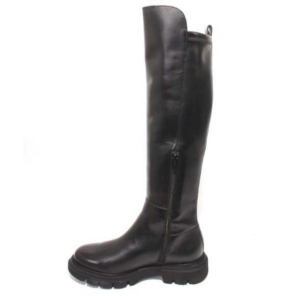 Luca Grossi 158a Black Leather Stretch Zip-Up Knee High Boots - Picture 6 of 8